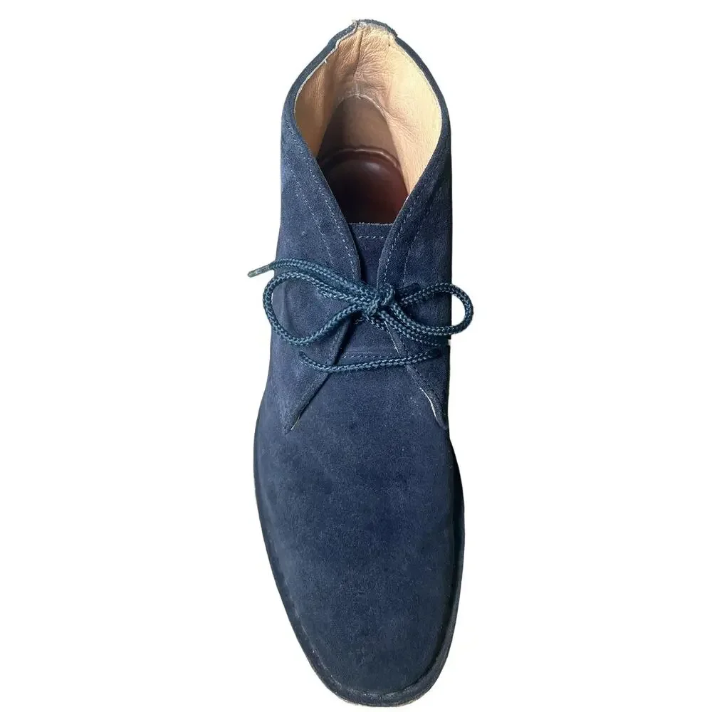 H. S. TRASK CHUKKA BOOT MEN'S SIZE 10M SUEDE LEATHER NAVY BLUE SHOES BOOTS